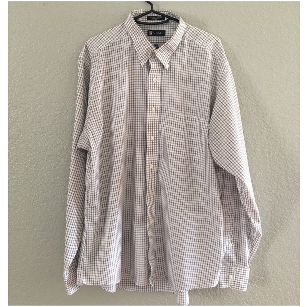 Chaps Checkered Long Sleeve Shirt Neck 17-17.5 EUC